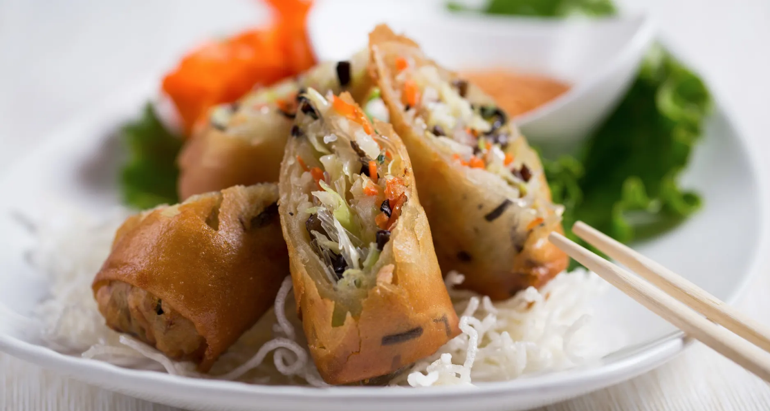 SalaThai Lunch platter thai food vancouver springrolls